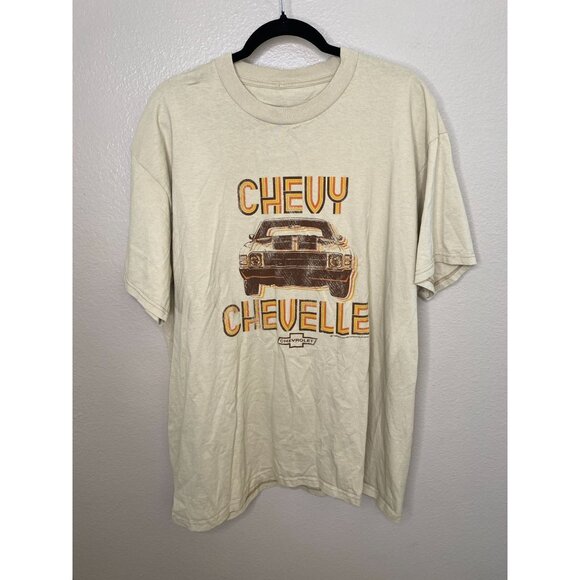 Tee Luv Chevy Chevelle Vintage Styled Tee XL 100% Cotton Beige Round Neck - Picture 2 of 6
